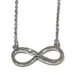 Beautiful Silver‎ Infinity Necklace Made with Brilliant Swarovski Crystals